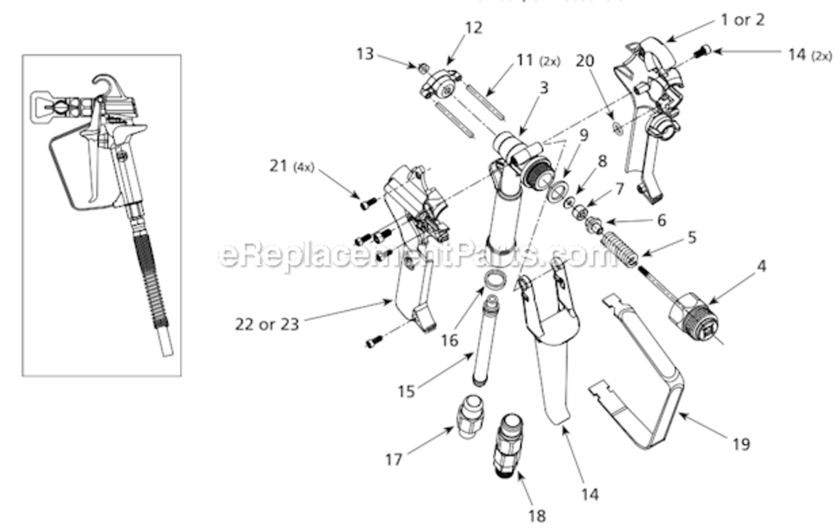 Page B Diagram and Parts List for PS250B  Campbell Hausfeld Paint Sprayer